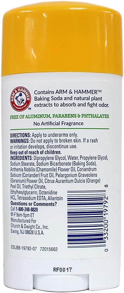 Arm & Hammer Essentials Natural Deodorant, Unscented, 2.5 Ounce (Pack of 4)
