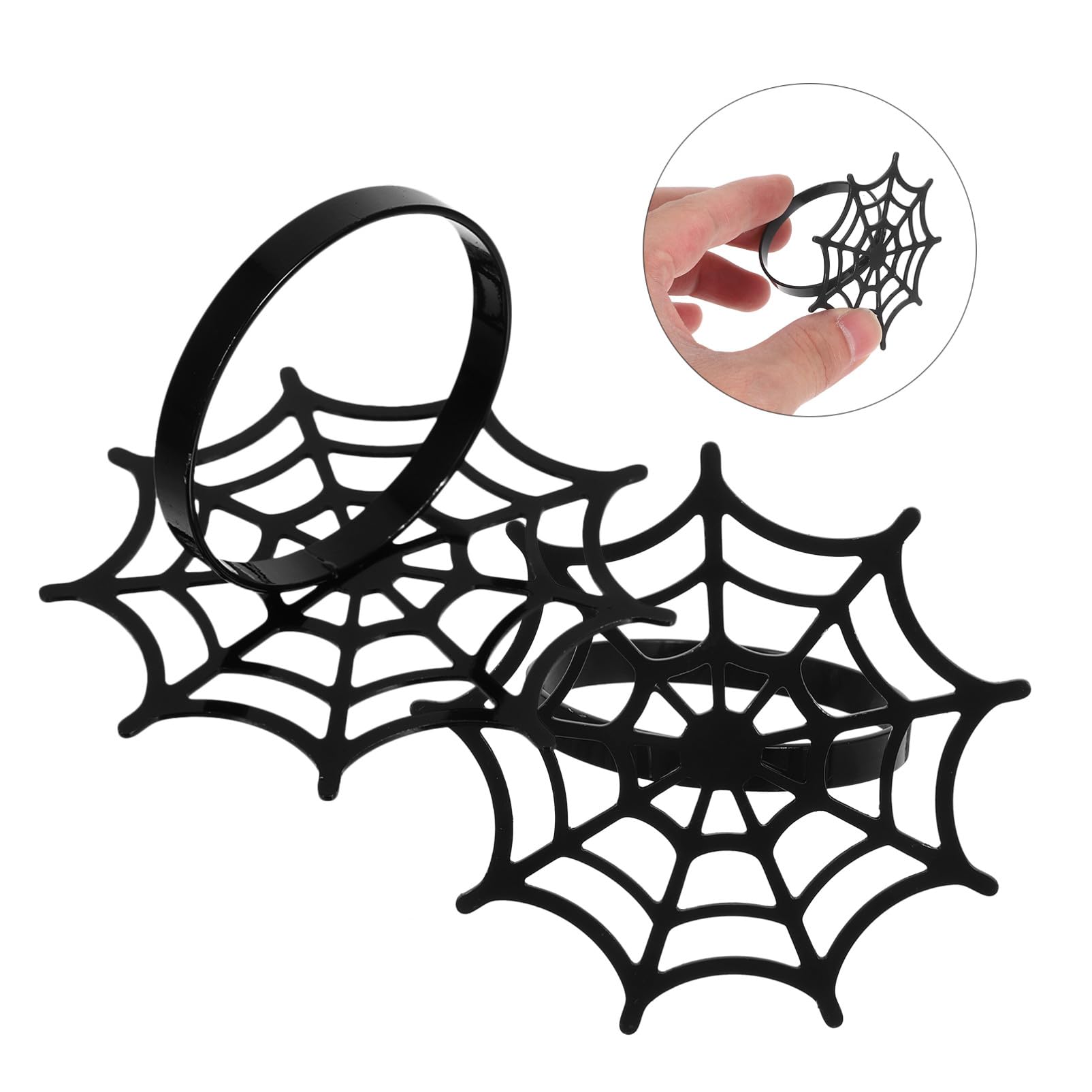 PRETYZOOM 24 Pezzi Portatovaglioli Halloween in Metallo Ragnatela Nera Portatovaglioli Autunnali Regolabili per Tavola Feste di Halloween e Ringraziamento Decorazioni Tavola per
