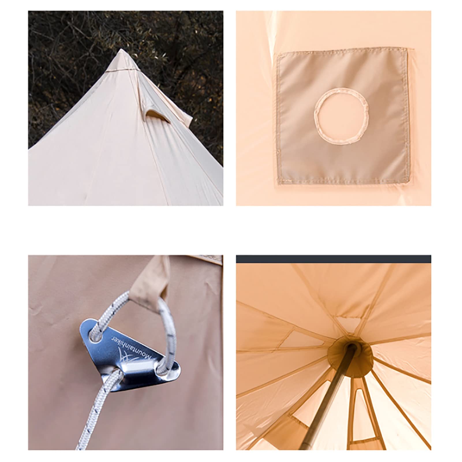 Tente de camping ignifuge avec trou de poêle - 6 x 4 m - 100 % toile de