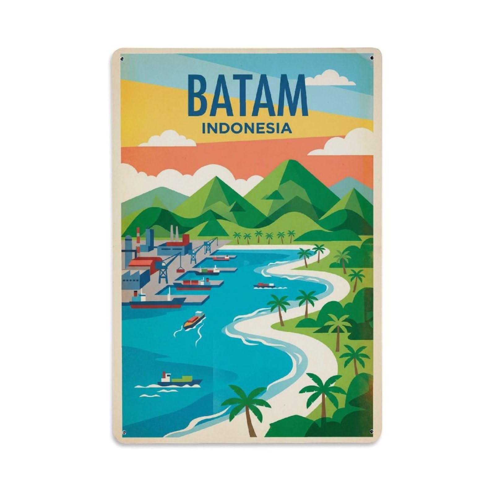 Metal Tin Sign Travel Indonesia Batam Vintage