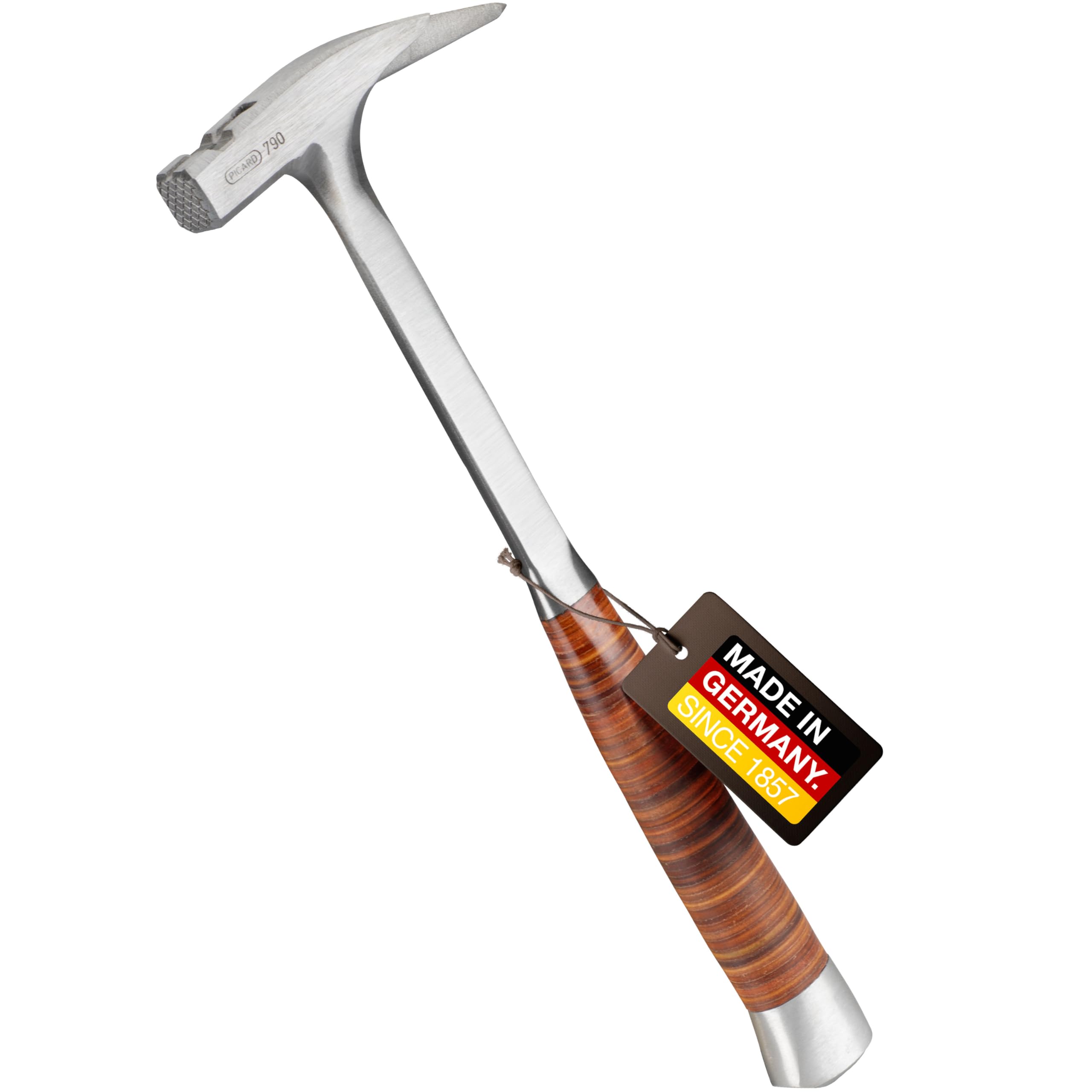 PICARD Total Steel Long Hammer | Carpenter's Hammer with Magnetic Nail Holder | Hammer with Total Steel Handle and Leather Handle | Tool for Roofers, Carpenters and