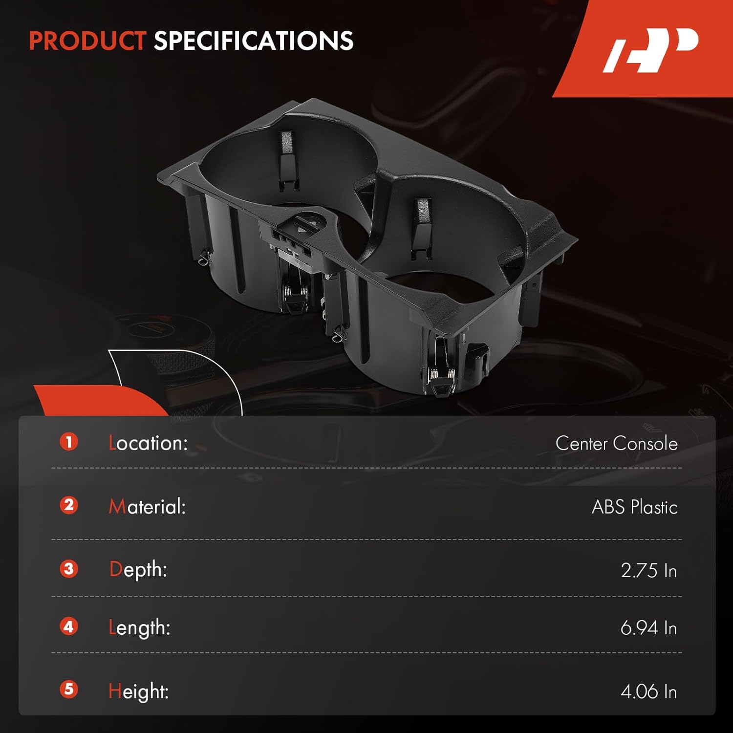 A-Premium Cup Holder Compatible with Mercedes-Benz E350 2010-2013, E550 2020-2013, E400 2013, Center Console, Black, Replace# A2126800110