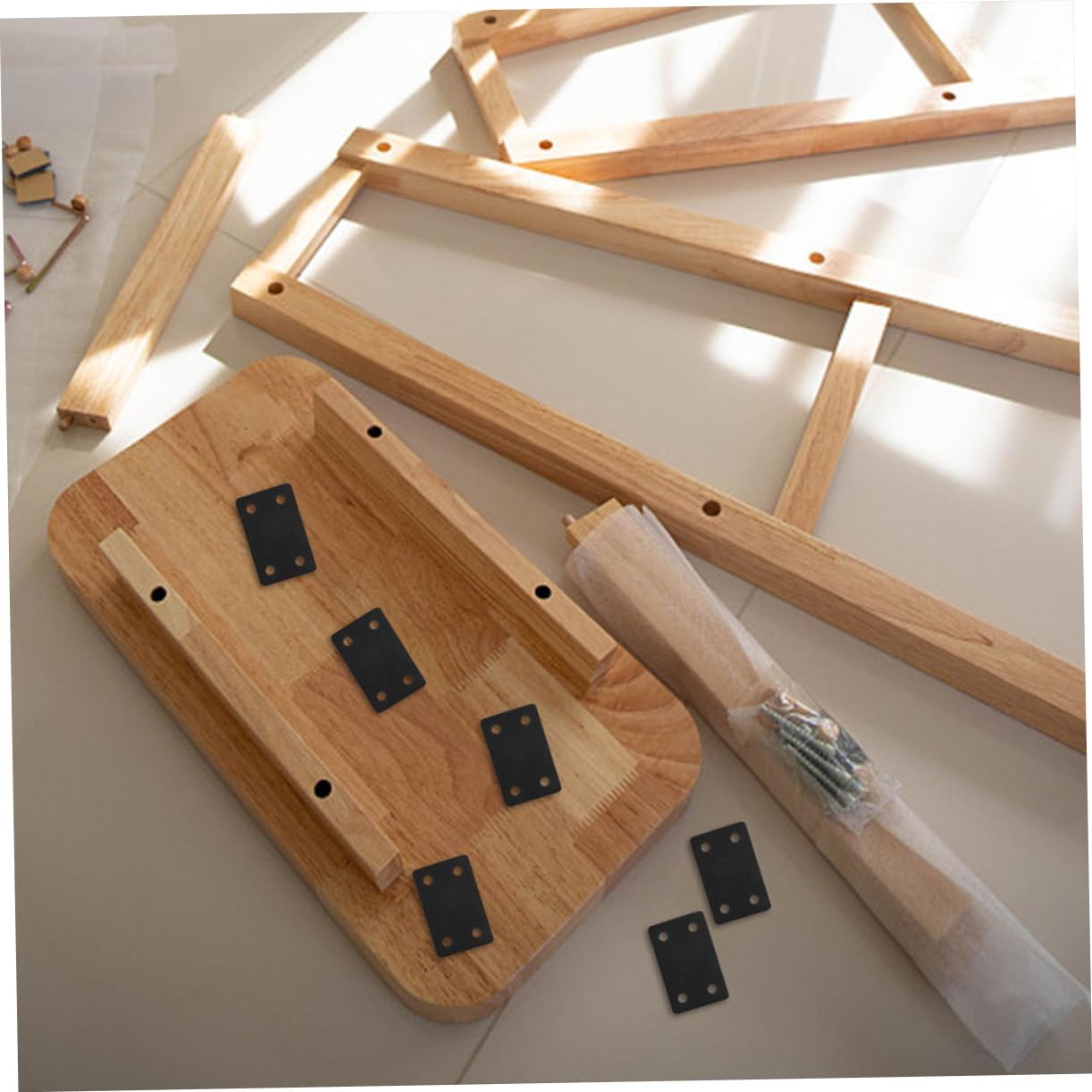 Gatuida 4 Juegos Código De Esquina Pieza Fija Soporte Mueble Inoxidable Ángulo Fijación Mueble Soportes Para Muebles Soportes Para Madera Placas Rectas Acero Inoxidable Black 6 Piezas * 4