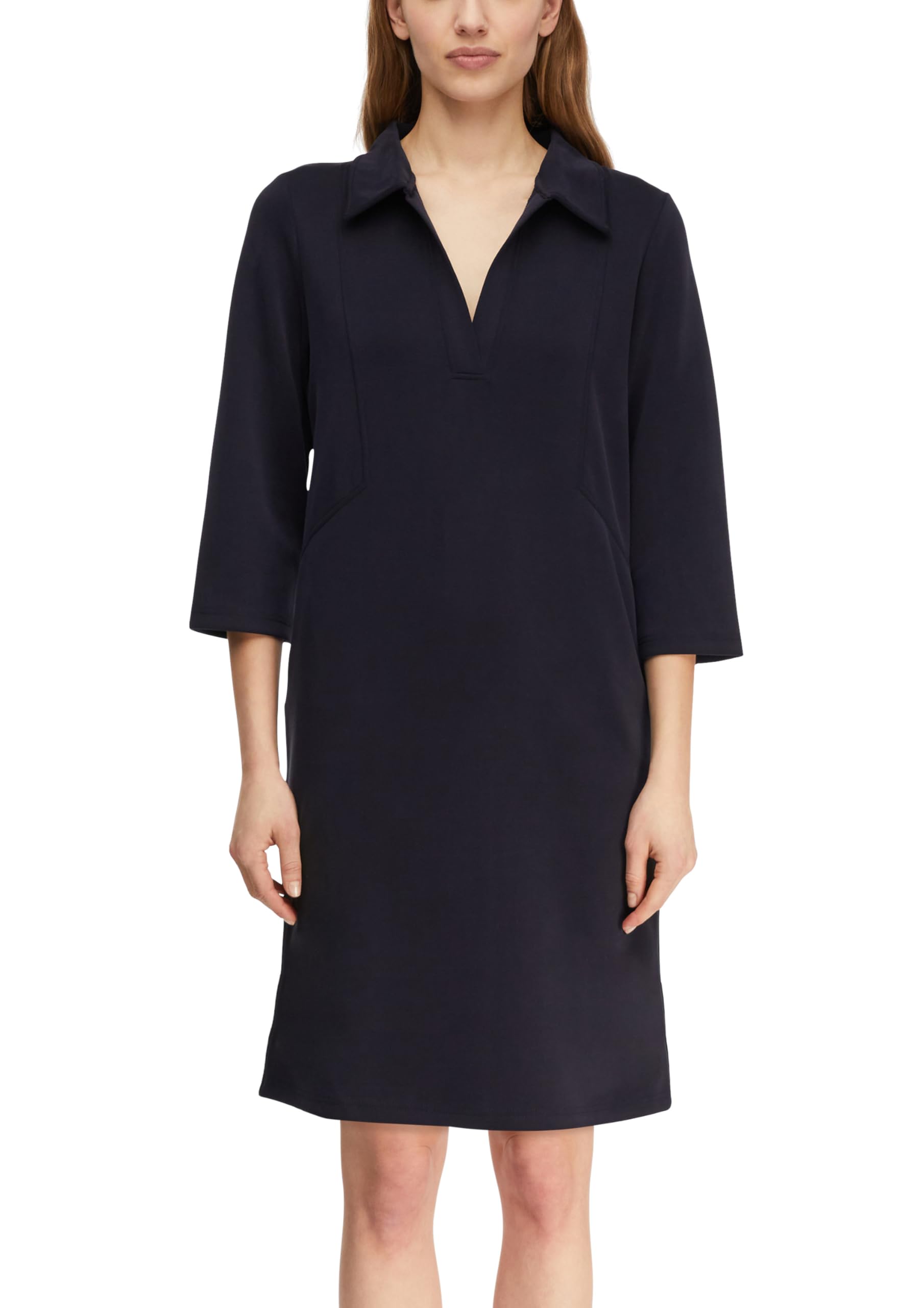 COMMA Damen Minikleid – Polokragen, Jersey, 3/4-Ärmel, Regular Fit