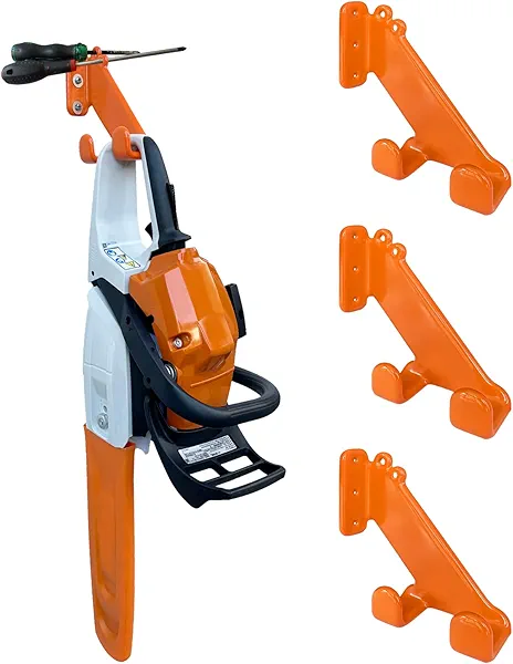 OSROENE Chainsaw Hanger, 3 Pack Chainsaw Wall Mount, Heavy Duty Chainsaw Holder, Garage Organization Garage Storage Shed Organizer Mounted Chainsaw Rack