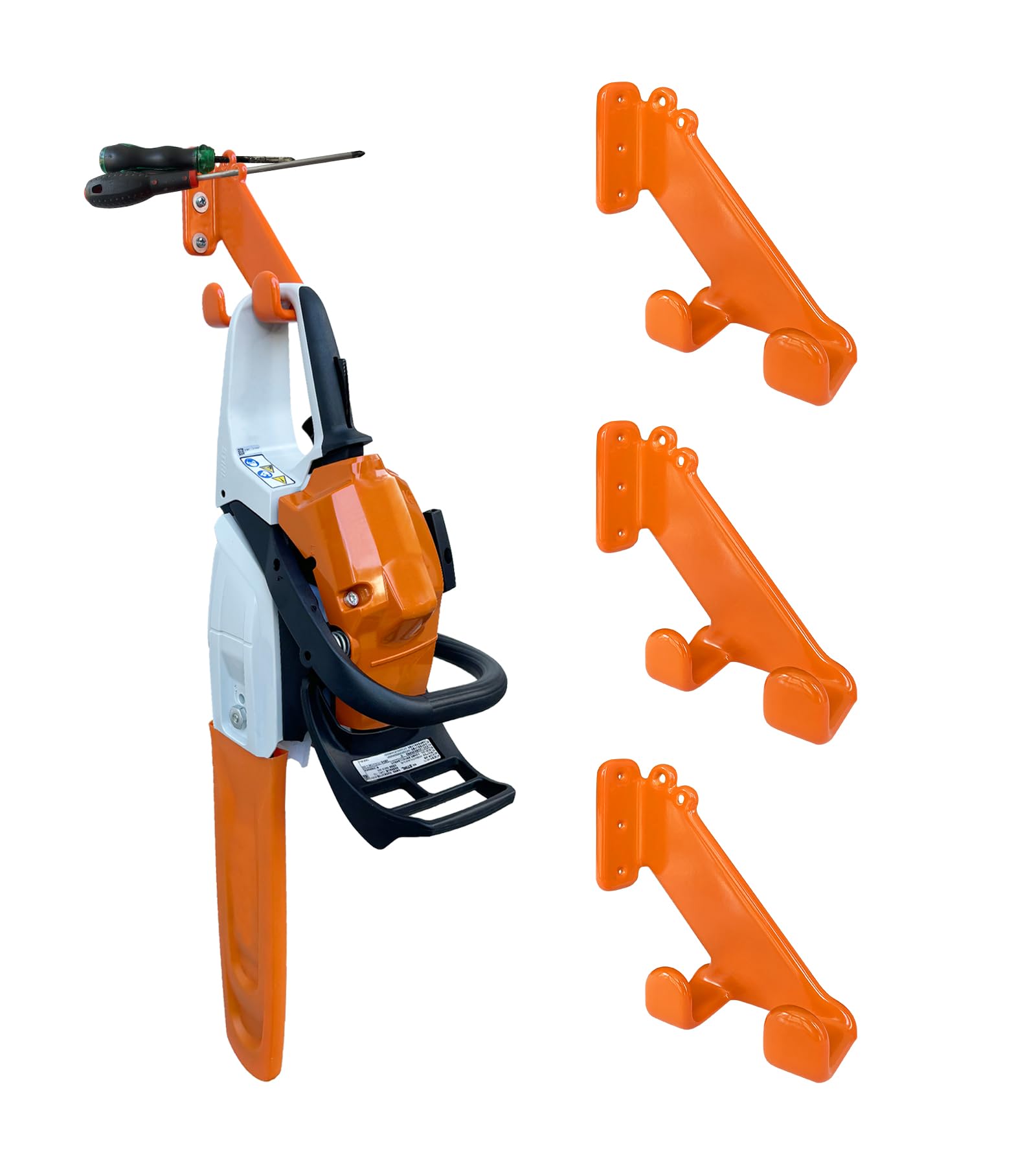 Kettensägenaufhänger, 3 Stück, Kettensägen-Wandhalterung, robuster Kettensägenhalter, Garagenorganisation, Garage, Aufbewahrung, Schuppen, Organizer, montiertes Kettensägenregal