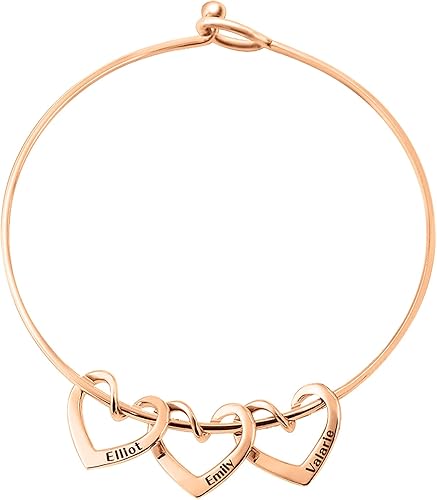 BAUMA AUTO Pulseras personalizadas para mujer con 2-8 nombres personalizados, dijes de corazón, pulseras de promesa para mujer, joyería única para