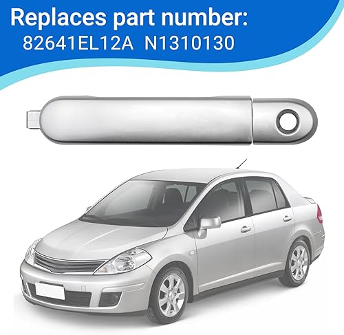Miniatura 3 de Manija de puerta con orificio de cerradura para Nissan Versa 2007-2011 Tiida 82641EL12A N1310130 2007-2011 Tirador de puerta delantera izquierda del