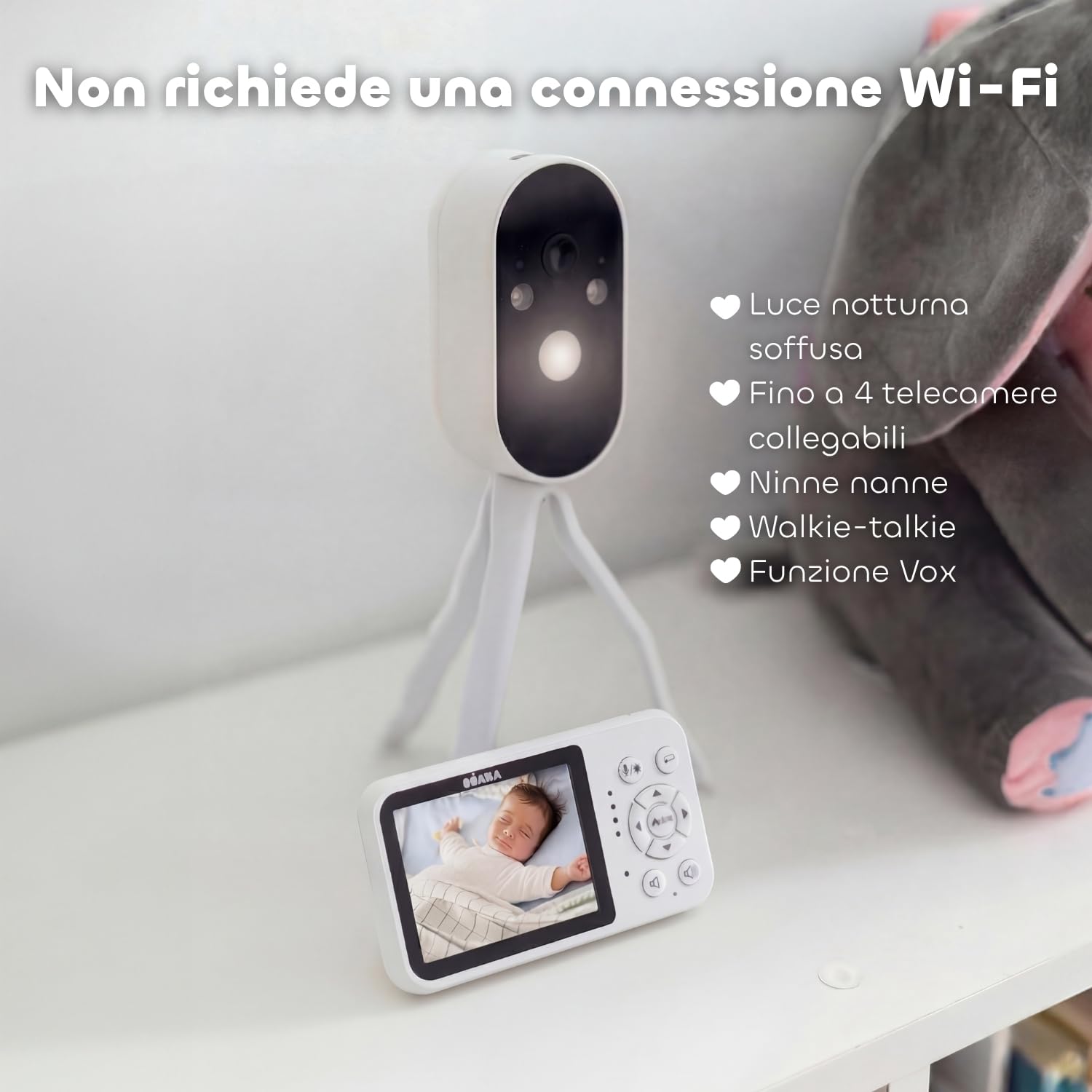 Béaba Supporto Flessibile Baby Monitor – Supporto Regolabile per Telecamera, Fissaggio Letto, Sedia, Cassettiera, Angolo Regolabile, Compatibile Zen Travel, Zen Premium, Zen Night Light, Zen Smart AI