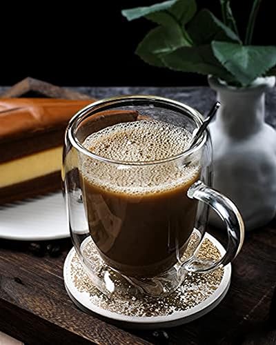 Miniatura 7 de LIBWYS Paquete de 2 tazas de café de doble pared, tazas de 12 onzas, tazas de té de café con leche, capuchino con asa, resistentes al calor, vasos