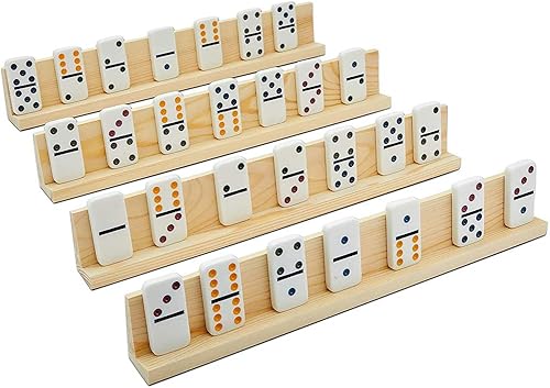 Miniatura 2 de YELING Bastidores de madera para dominó soportes para azulejos de dominó tren mexicano Mahjong para niños personas mayores adultos jugador