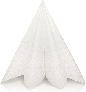 GRUBly® Servietten HOCHZEIT in Weiß, 40 x 40 cm, 1/4 Falz, 50 Stück – elegante Airlaid-Servietten mit Ton-in-Ton Ornamentdesign – stilvolle Tischdeko für Hochzeit & Festlichkeiten