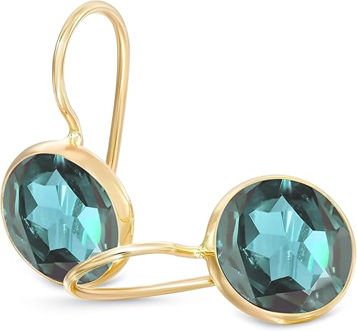 Miniatura 61 de 14k Solid Yellow Gold Gemstone Earrings - Birthstone Earrings - 8mm Dangle Earrings, Dainty Gemstones Earrings, Bridal Handmade Wedding Jewelry Gift