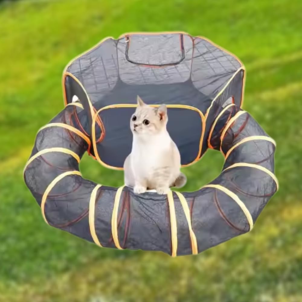 Cat Tunnels and Enclosure, Outdoor Cat Enclosure with Tent Bag, Portable Cat Tents for Outside, Cat Tunnel Outdoor Cat Playground for Indoor Cats & Small Animals