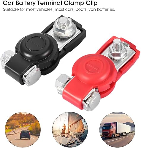 Miniatura 4 de Abrazadera de terminal de batería de automóvil, 2 terminales universales de batería de automóvil, conectores de abrazadera de terminal de cable con