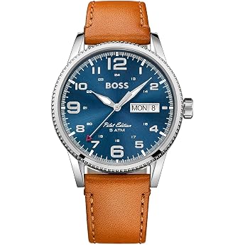 BOSS Analogue Quartz Watch for Men with Light Brown Leather Strap - 1513331