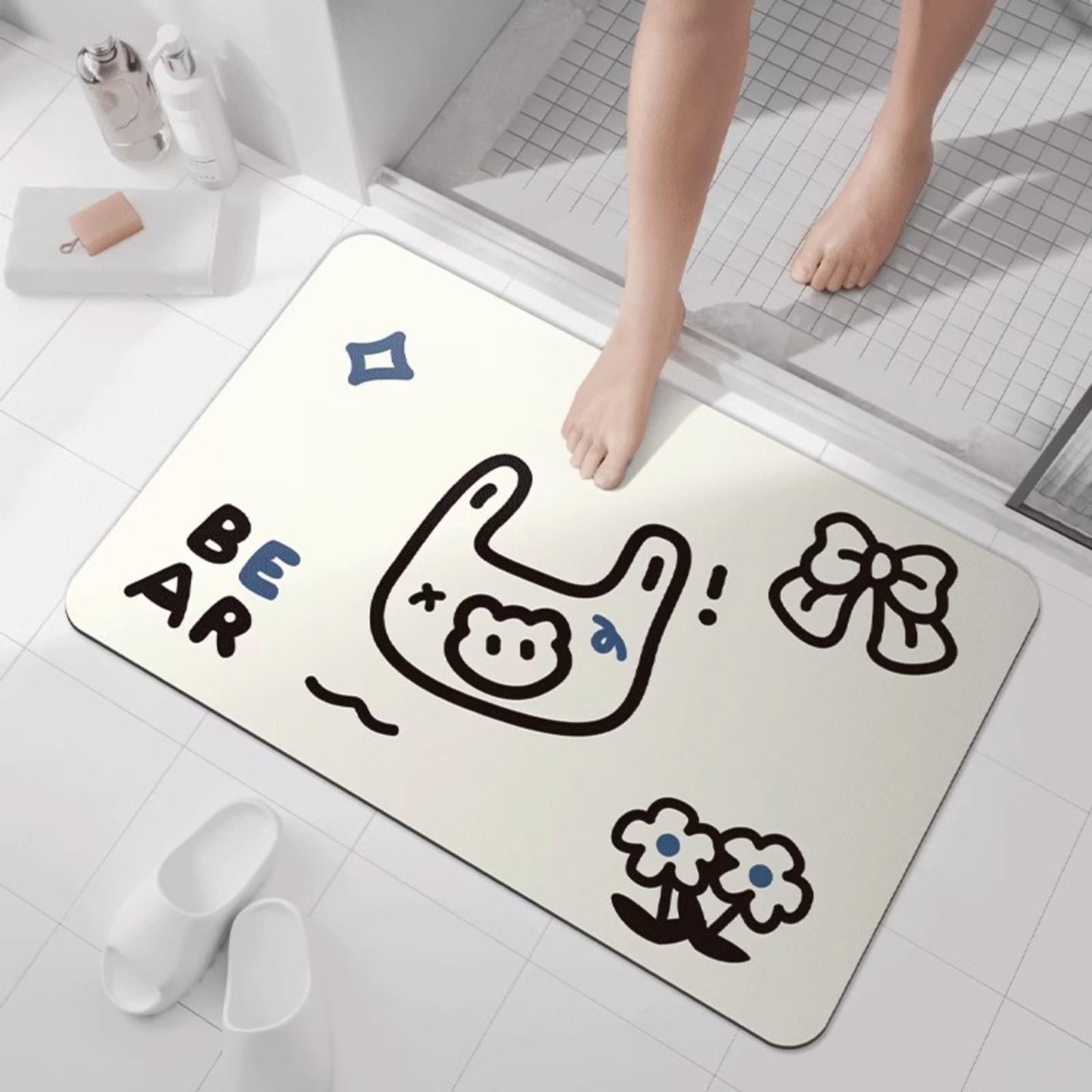 Tapis de bain ultra-absorbant antidérapant 50x80 cm pour douche et baignoire
