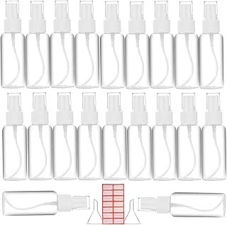 Spray Bottle, 2oz/50ml Small Plastic Fine Mist Spray Bottles, Mini Empty Travel Bottles with Funnels and Labels 20 Pack