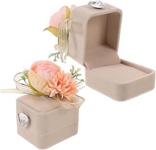 2pcs Wedding Ring Box Soft Fabric for Rings and Jewelry | Nylon Cloth Build, 8.50x6.00x5.00cm Size, Secure Opening, Photography Use