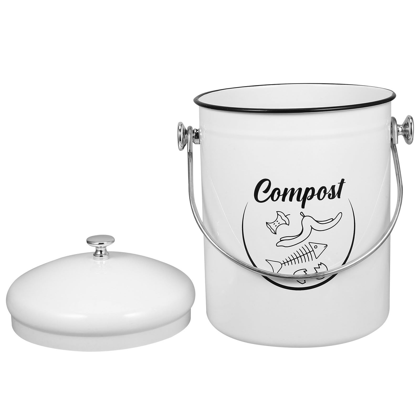 Contenedor de Compost de Cocina 5l Hierro con Tapa para Residuos de Alimentos Hogar Reciclaje Basura Uso Doméstico