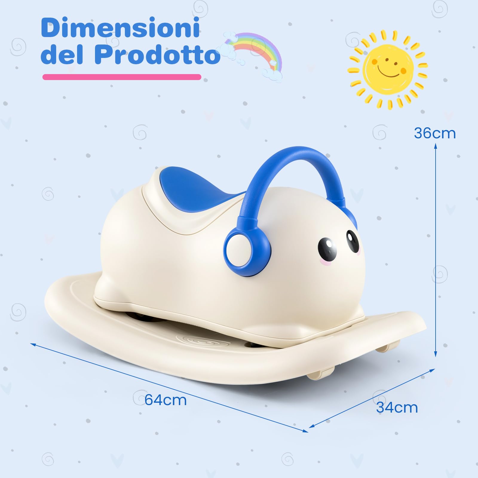 COSTWAY 3 in 1 Cavallo a Dondolo per Bambini con Spazio Nascosto | Dondolo Cavalcabile con Ruote Scorrevoli e Tavola di Equilibrio Rimovibile, Regalo per Bambini 1-3 Anni