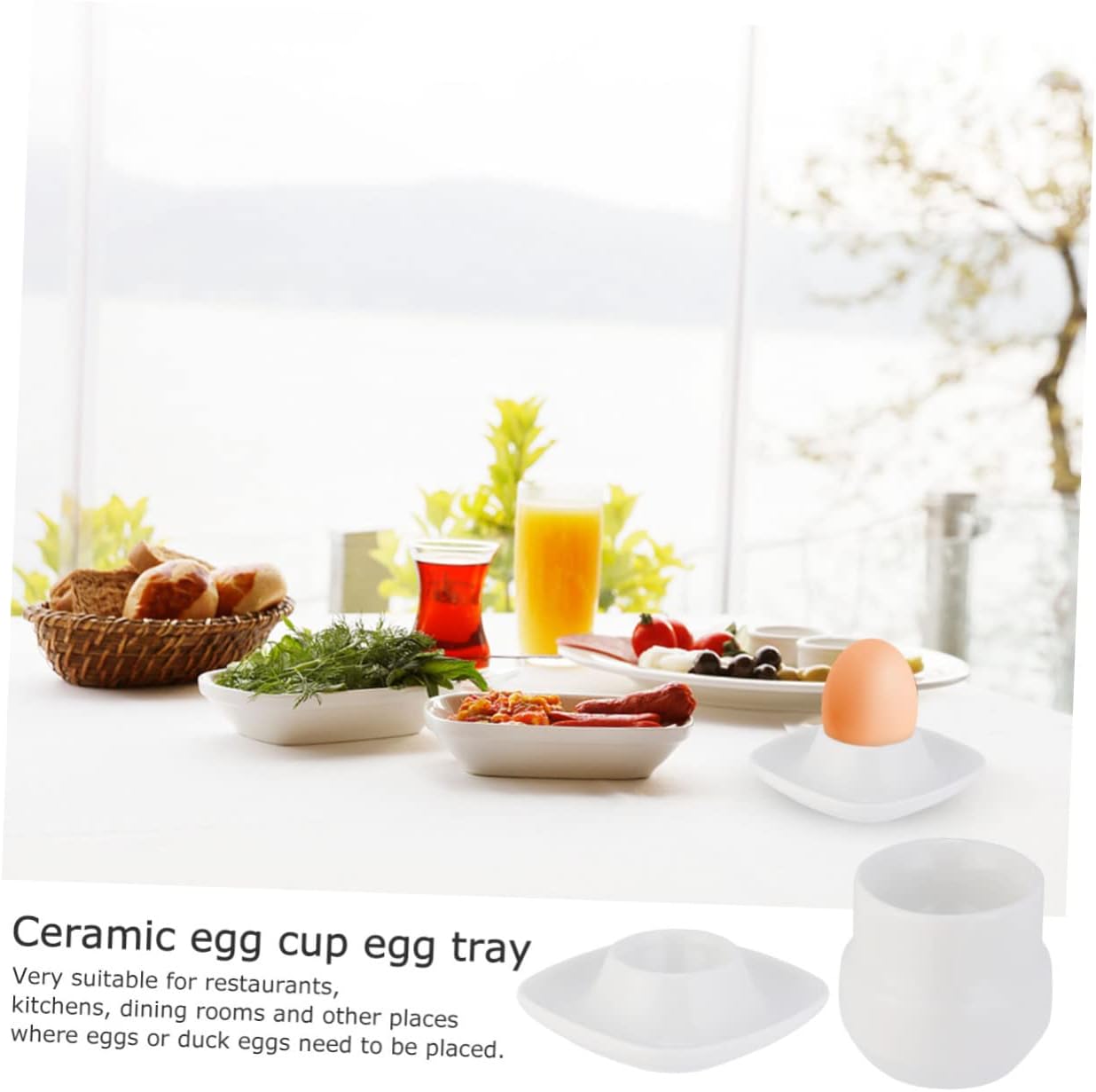 2pcs Ceramic Egg Cups for Breakfast Elegant White Egg Holders for Home and Restaurant Use Delicate Design for Hard Boiled Tray