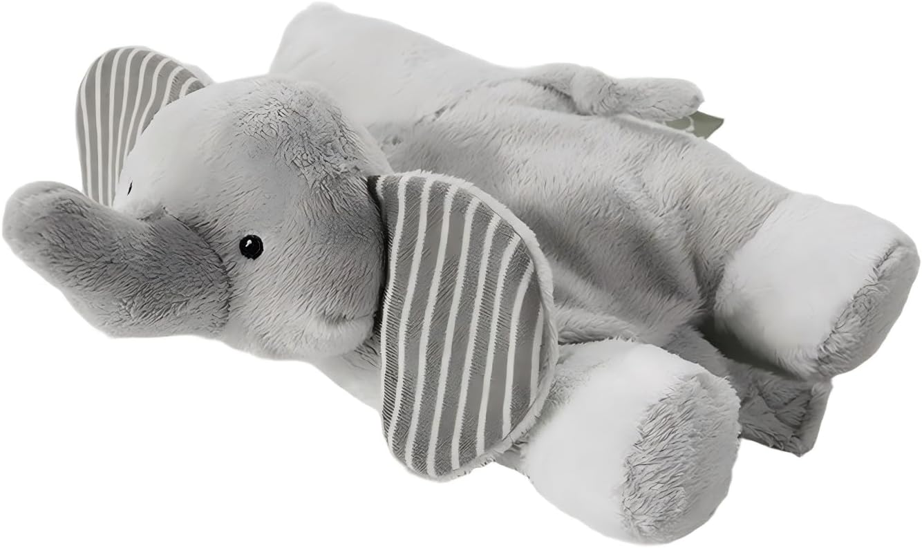 6" Stuffed Elephant Plush Animal for Baby, Soft Light Gray Toy with Striped Ears, Safari Nursery Decor, Gender Neutral for Newborns, Infants & Toddlers