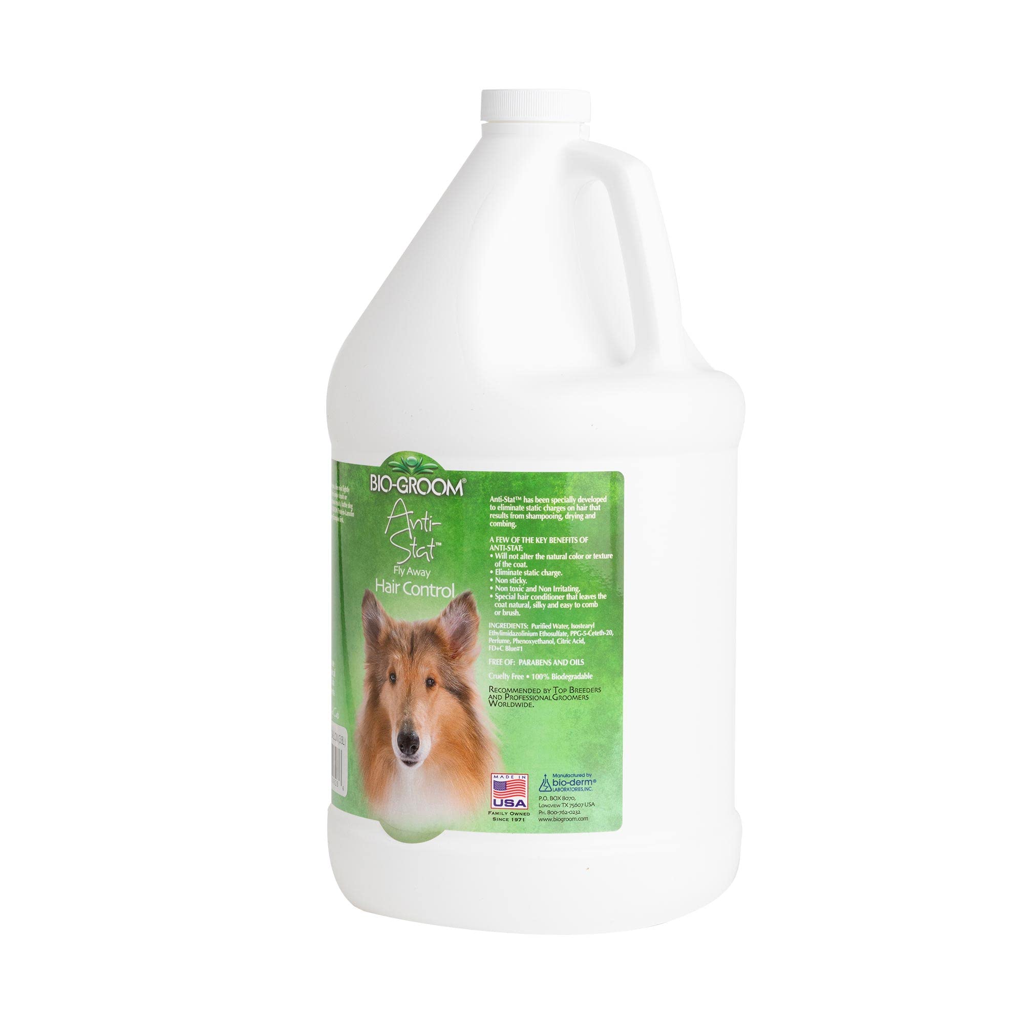 Bio-Groom Spray antistatique - Pour animaux de compagnie - Élimine l'électricité statique du pelage - Pour un pelage doux et soyeux - 3,8 l