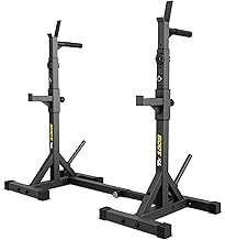 Barbell Stand Squat Rack TX-100S | Dumbbell Rack Height Adjustable with Safety Shelf, Dip Handles & Weight Plate Holders up to 250 kg