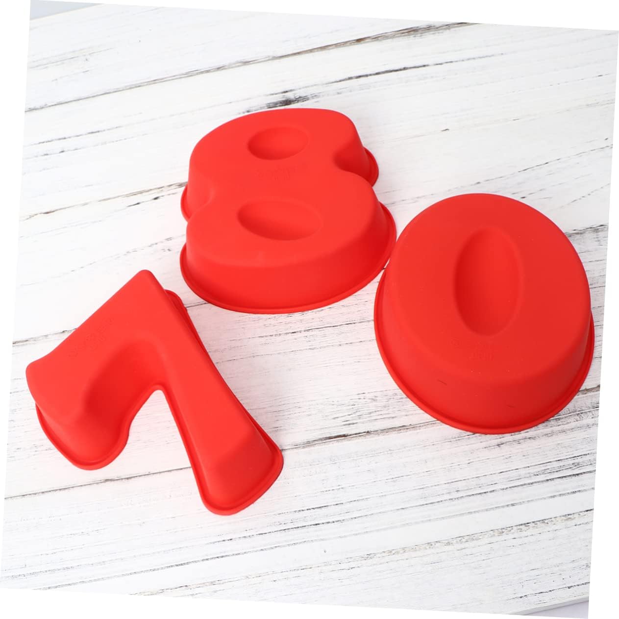 9pcs Silicone Number Cake Molds Nonstick Shape Baking Tool for Desserts Reusable Chocolate Molds for Birthday Wedding and Anniversary Celebrations Red