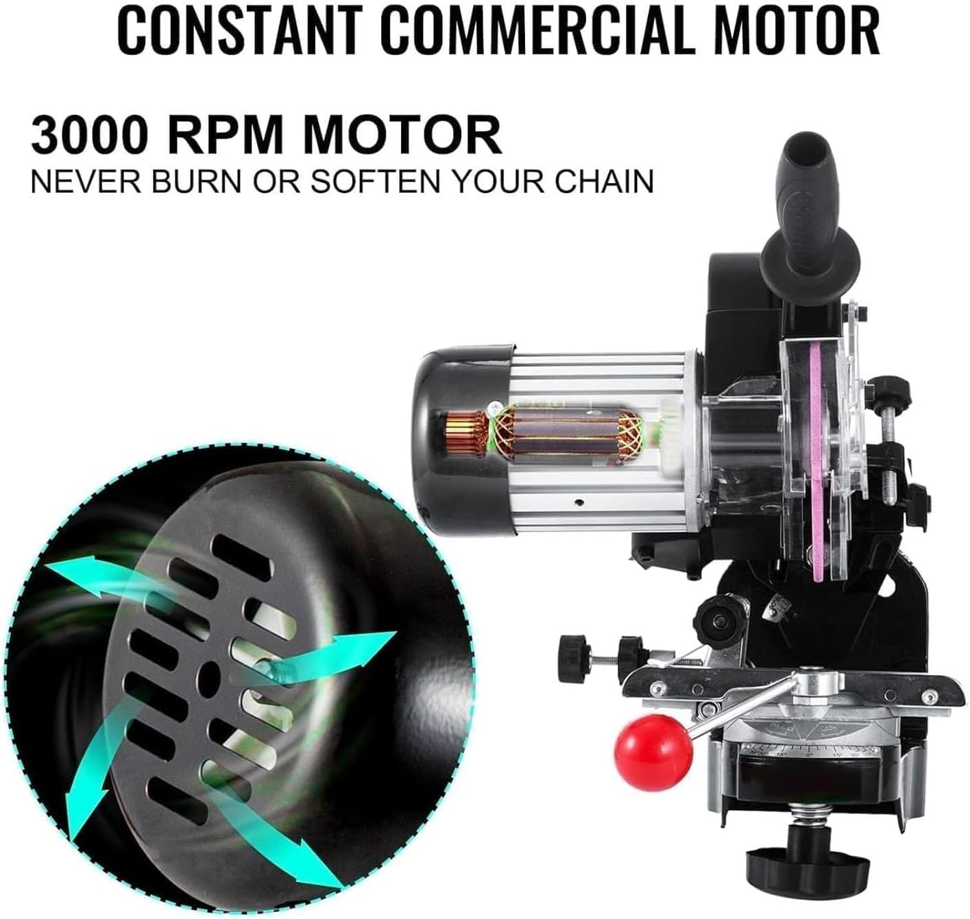 Chainsaw Sharpener Jig Kit Universal Chain Saw Sharpener with 2 Grinding Wheels, 3000 RPM Speed Adjustable,for Both Professionals and DIY Use
