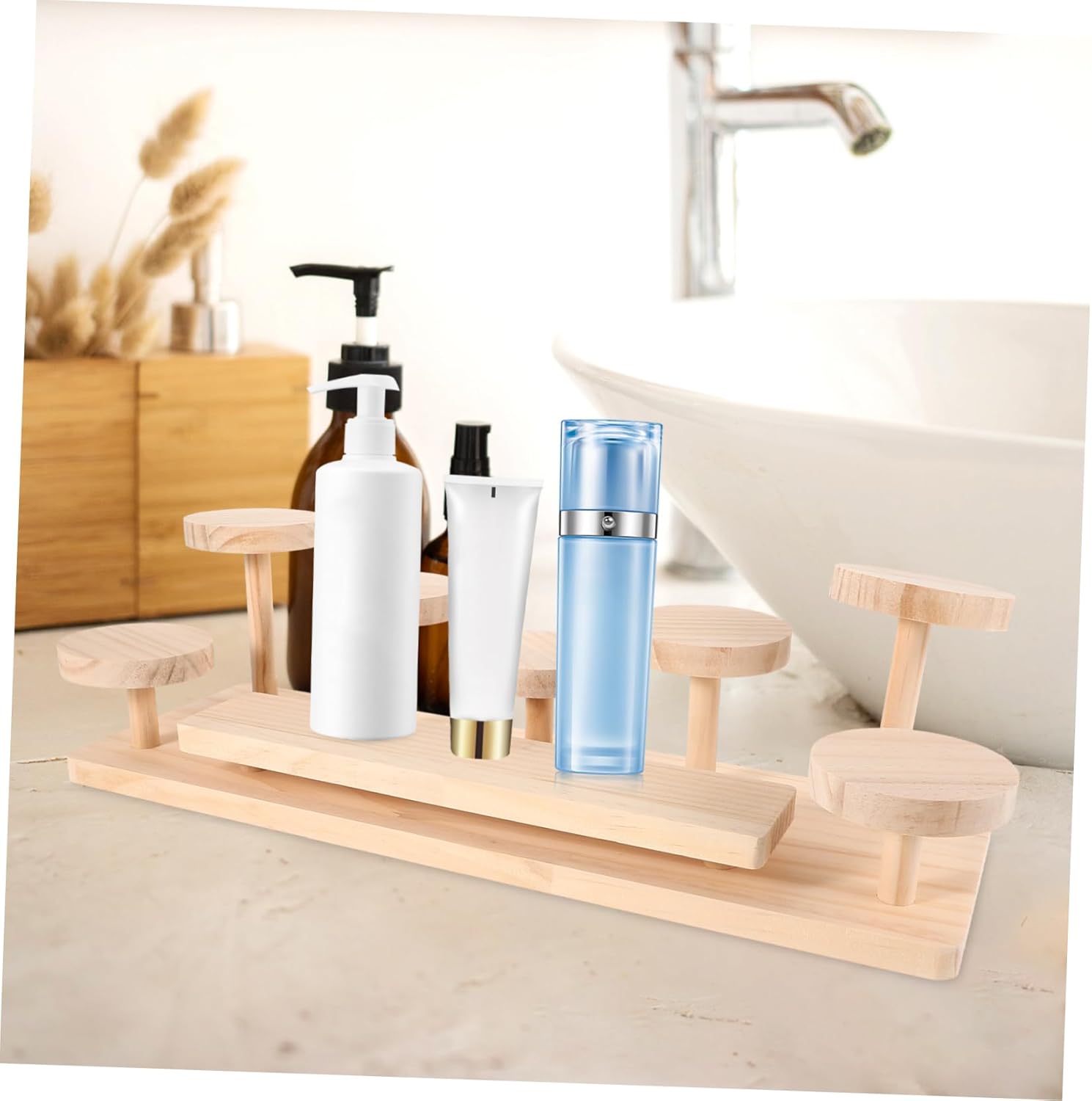 GALPADA Wooden Makeup Shelf Perfume Rack Display Organizer for Dresser Skincare Cosmetics