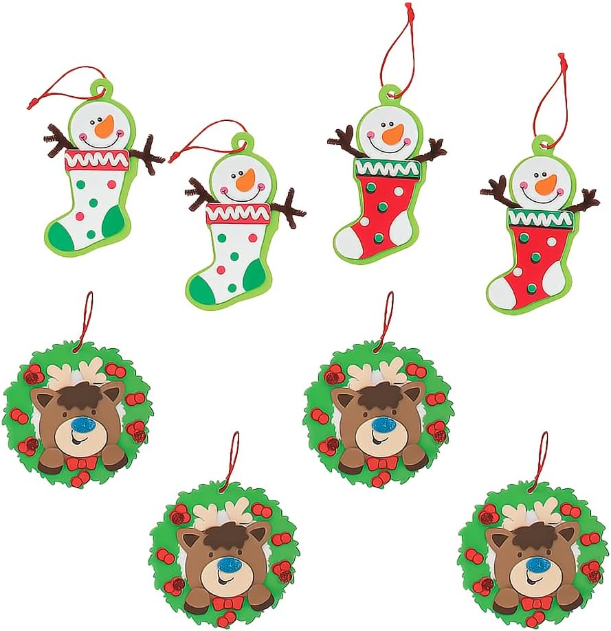 Craft County Fingerprint Snowman DIY Ornament Craft Kit Bundle – Fun for the Whole Family (Makes 6 Ornaments)
