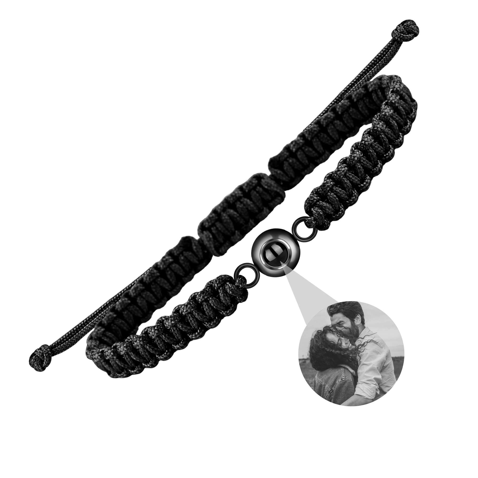 Godchoices Pulsera de foto personalizada, pulsera de foto personalizada, pulsera de foto circular con imagen en el interior, pulsera de proyección trenzada, regalos de fotos personalizados para mujeres/hombres
