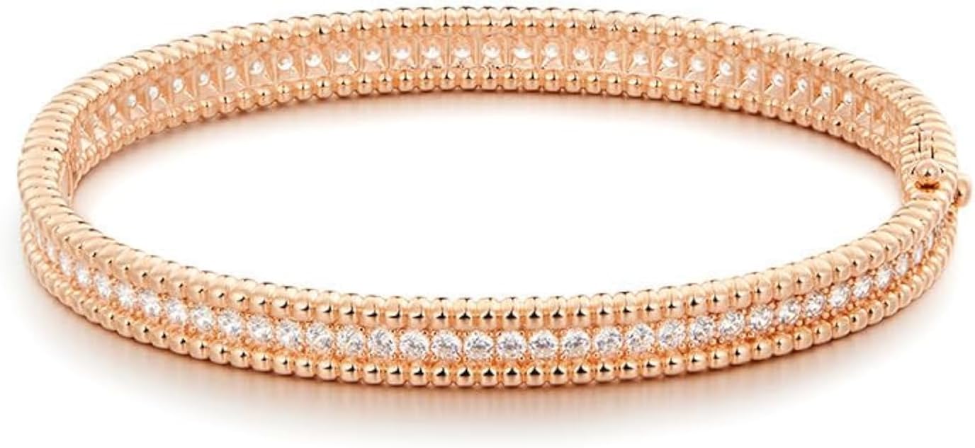 6-7 inches D Color VVS1 Moissanite Bracelet for Women Simulated White/Rose Gold/Gold Diamond Bracelets 925 Sterling Silver Moissanite Bangle Bracelets for Women Men
