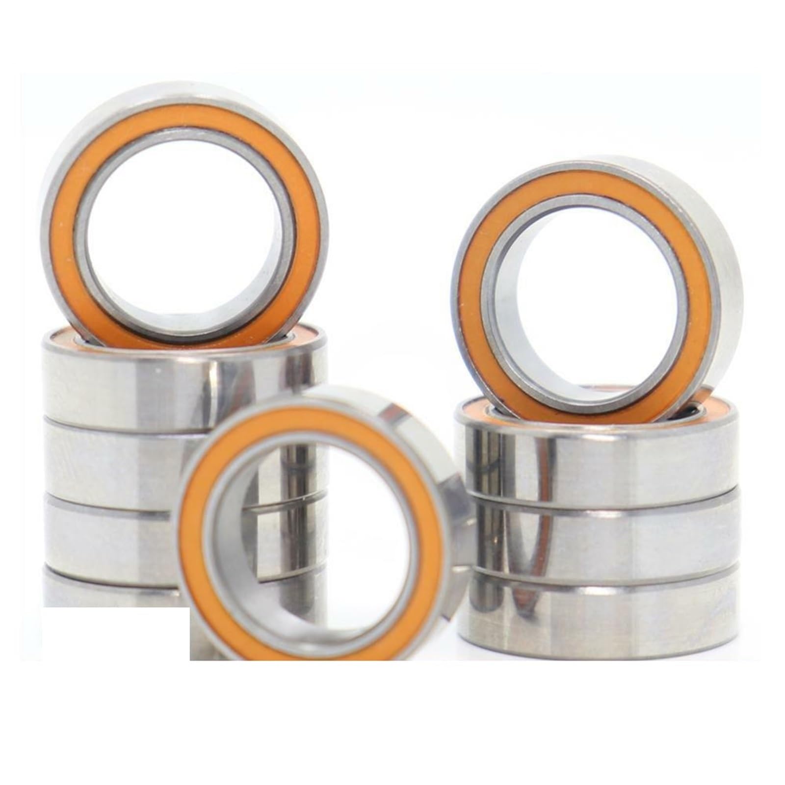 MIELEU Thin Wall Ball Bearings 6700RS Roulement ABEC-3 (10PCS) 10x15x4 mm Section Mince 6700-2RS Roulements À Billes 61700 RS 6700 2RS avec Orange Scellé A-1510DD for Ball Bearing Skate Bearings