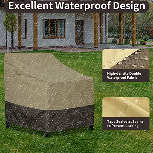 Purefit Outdoor Chair Covers Waterproof Patio Chair Cover, Heavy Duty Lounge Deep Seat Cover For Outdoor Furniture, Lawn, Deck, And Backyard, Anti-Fade & Tear Resistant, 28"W X 30"D X 31"H, Beige Brown #TOP4