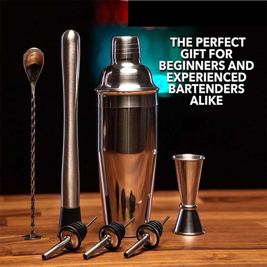 750ml Stainless Steel Cocktail Shaker Set 7-piece Drink Making Tool