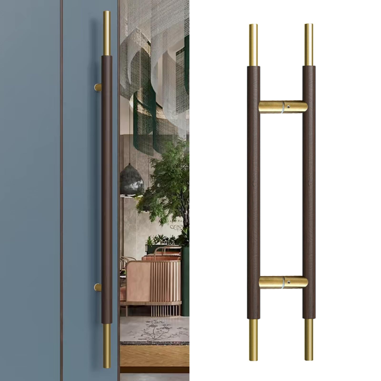 Bouton poussoir noyer noir 60 cm pour remplacer poignée de chambre usée