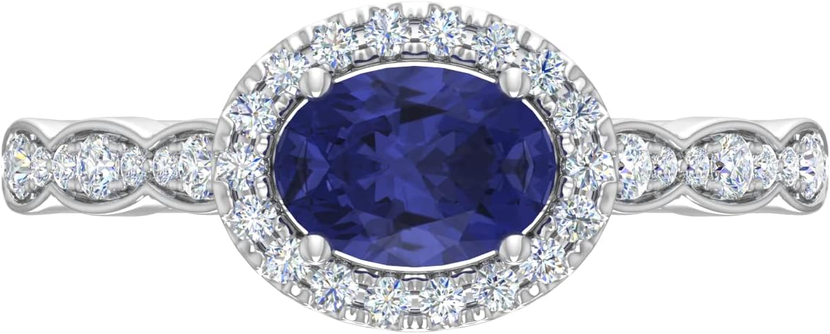 Women’s 14k Round Blue Tanzanite & Diamond Engagement Ring 1.62 CTW