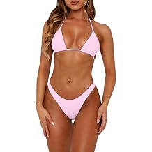 Women Sexy Bikini Set 2 Piece Halter String High Cut Cheeky Thong Swimsuit Bathing Suit