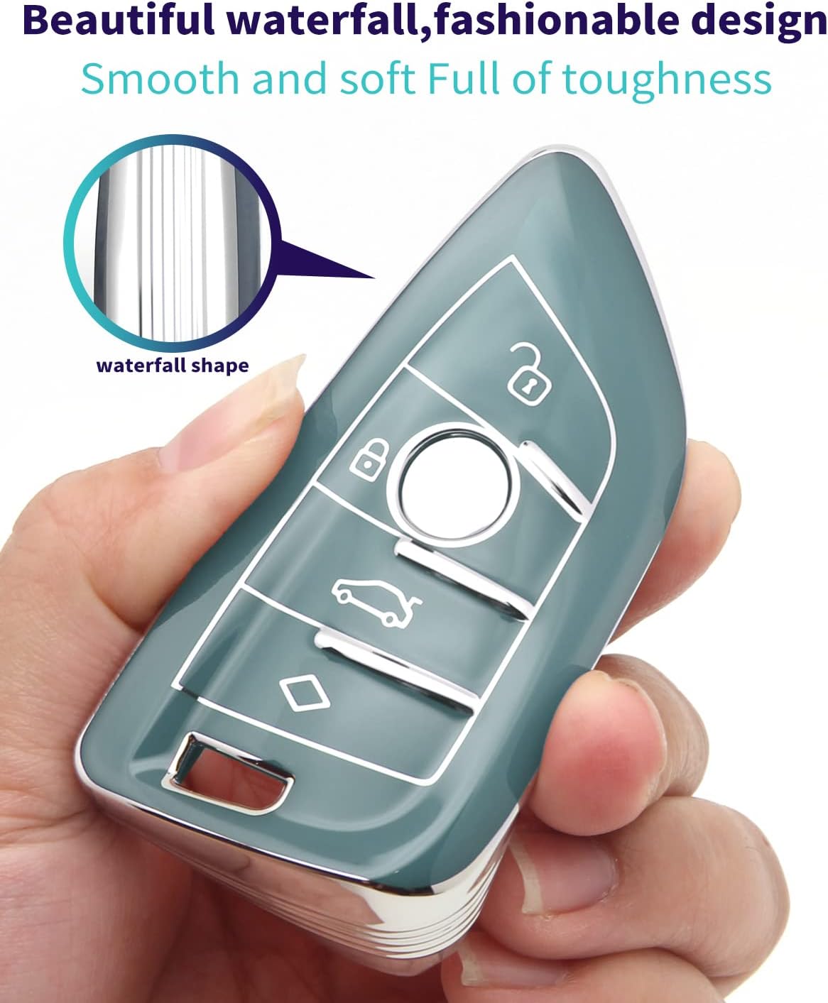 For BMW X5 Car Key cover & Key chain accessories (Dark blue set) image 3