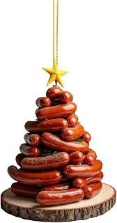 Christmas Sausage Pendant & Shelf Ornament - Double Printed Acrylic, Breakfast Food Ornament for Tree - Gifts for Foodies