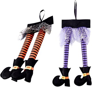 Toddmomy 2pcs Halloween Witchs Legs, Wicked Witch Legs Props Plush Witch Legs with Shoes for Halloween Wreath Crafts Car Trunk Decoration