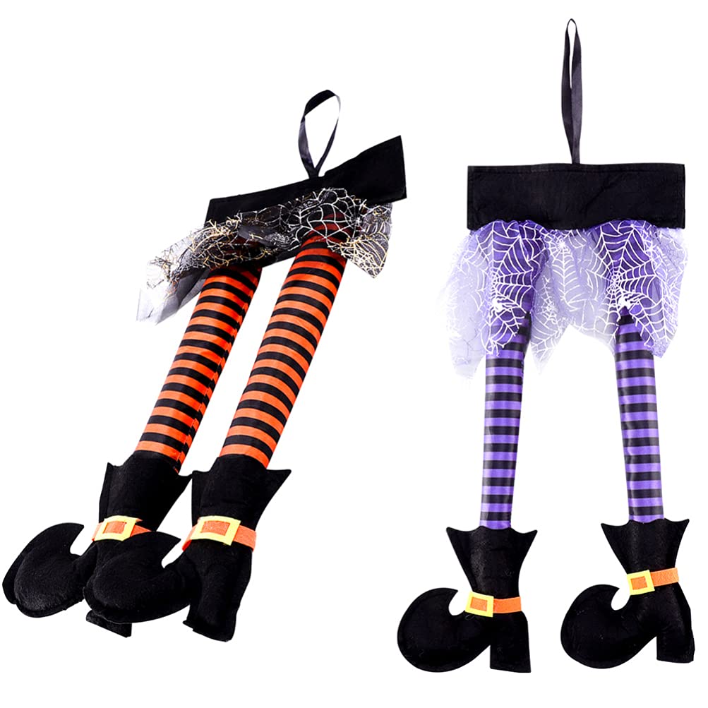 Toddmomy 2 decorazioni da appendere a forma di gambe di strega, per Halloween, per esterni, decorazione per bagagliaio dell'auto e cortile
