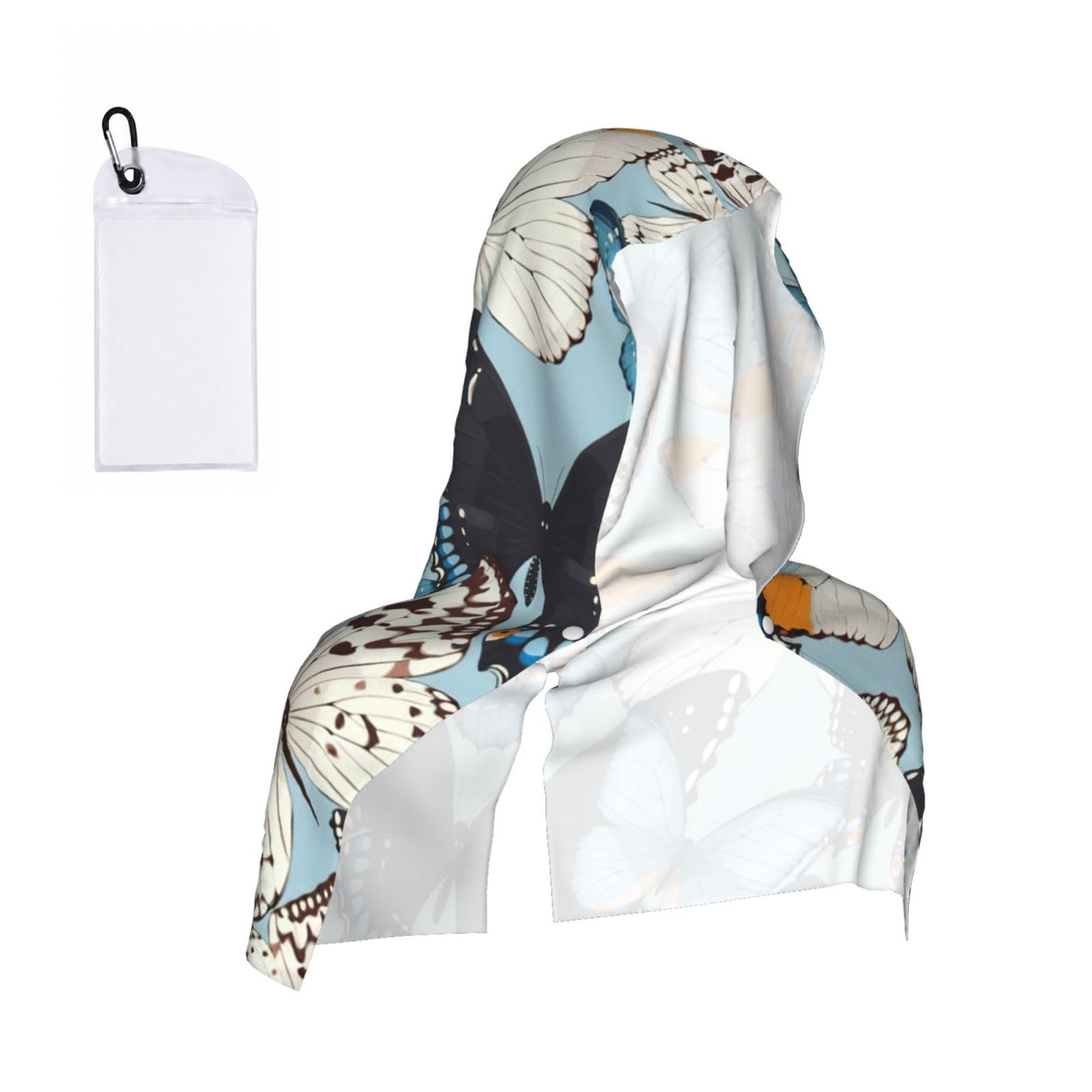 YQxwJL Butterfly Print Unsex Cooling Hoodie Towel, Cools Instantly When Wet Sun Protection For Sports Fitness Gym