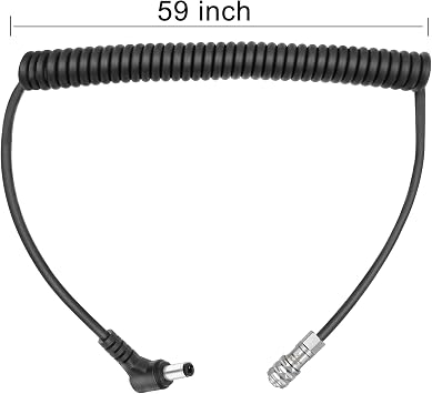 BMPCC 4K 6K Pro to DC Male 5.5 * 2.5mm Coiled Power Cable Suitable for Blackmagic Pocket Cinema Camera and Gold Mount V Mount Battery, Weipu SF6 2 Pin 59 inch Compatible with 2.1 or 2.5 5.5mm