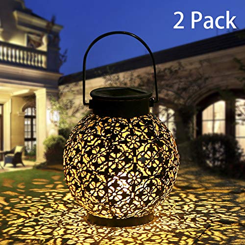 2 Pack Solar Lanterns, Tomshine Outdoor Hanging Solar Lanterns Warm White Garden Lanterns Waterproof Patio Decor For Garden Landscape Decoration #TOP3
