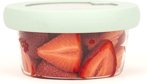 Food Huggers Tapas de repuesto para recipientes de almacenamiento de vidrio, tapas de silicona y vidrio que no se agrietan, se adapta a la mayoría