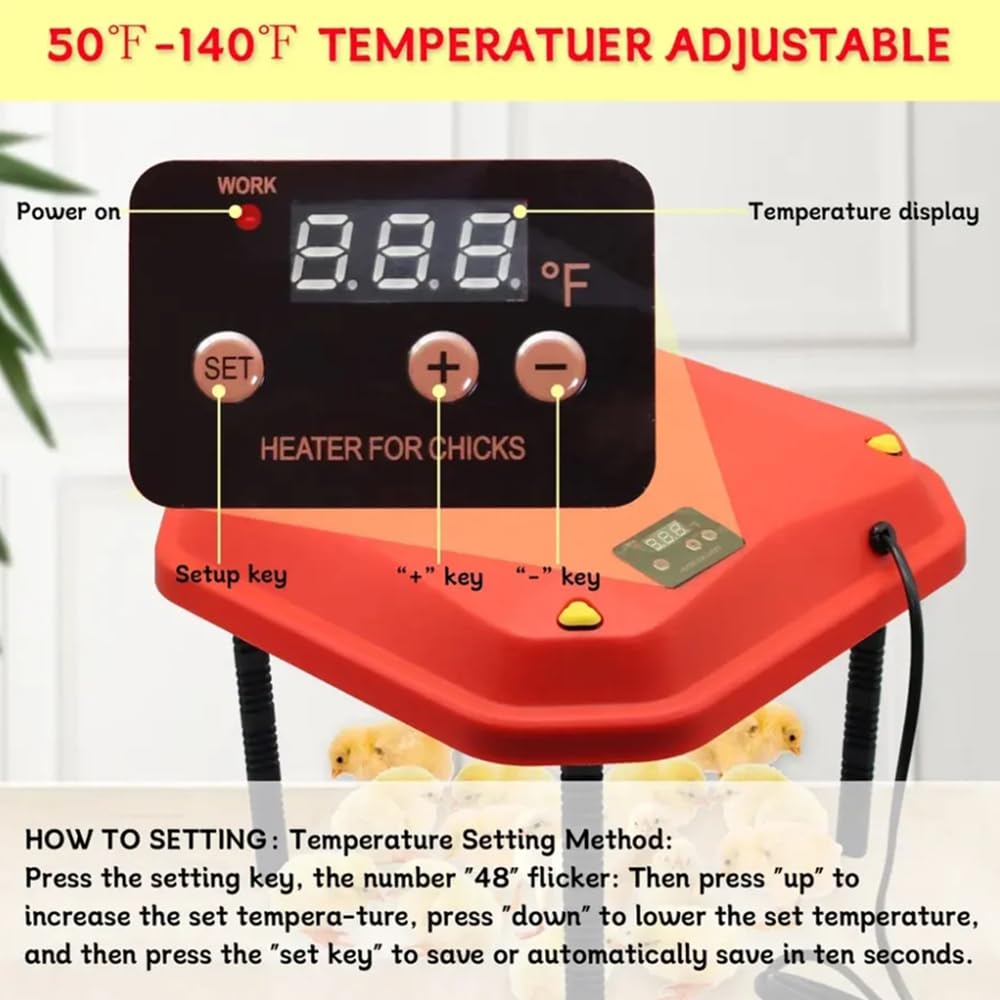 Chick Brooder Piastra di Riscaldamento,Piastra riscaldante Per Pulcini,Chick Brooder Piastra Termica,25X25 con Angolo Regolabile /Altezza / temperatura per Il Bambino Pollo Anatroccolo